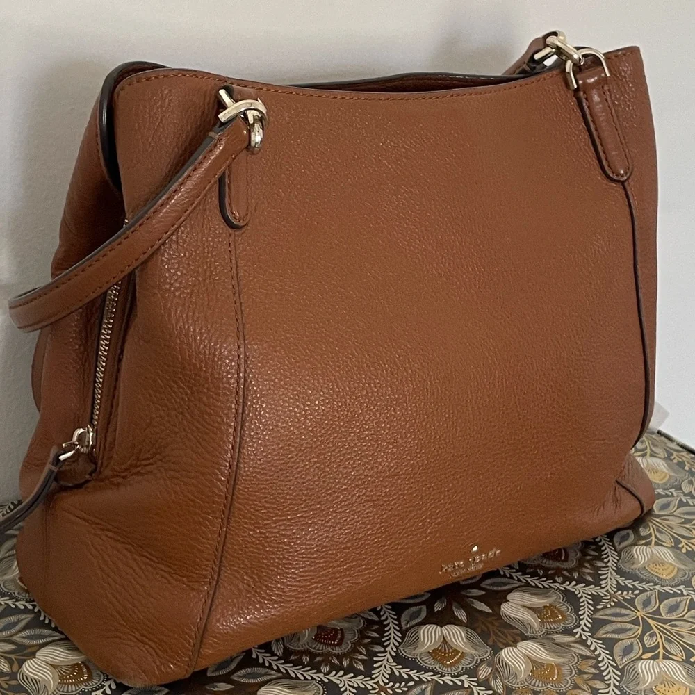 Kate Spade Jackson Triple Compartment Shoulder Tote Satchel Gingerbread color